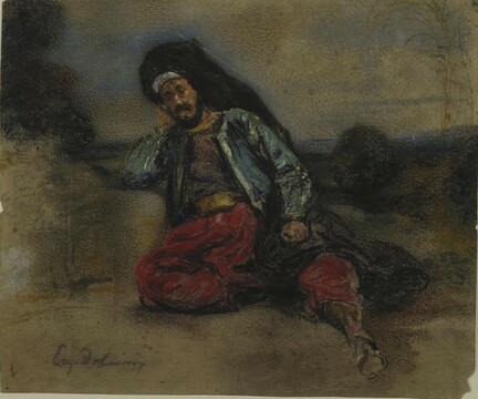 Зал 7. Эжен Делакруа. Отдыхающий араб на фоне пейзажа