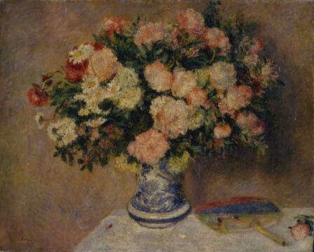 Пьер Огюст Ренуар. «Букет хризантем и японский веер»