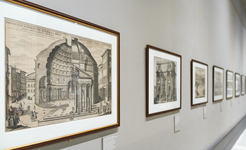 Пьетро Паоло Джирелли по рисунку Джузеппе Тибурцио Верджелли. Внутренний и внешний вид древнего римского храма, называемого Пантеон, ныне церкви делла Ротонда, посвященной всем святым. 1692