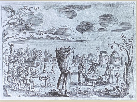 №17. Кукольная комедия на Руси в 1630-1640. Гравюра из книги А. Олеария «Описание путешествия в Московия и через Московию в Персию и обратно»