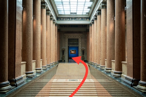 >>> Пройдите в Белый зал и двигайтесь по часовой стрелке