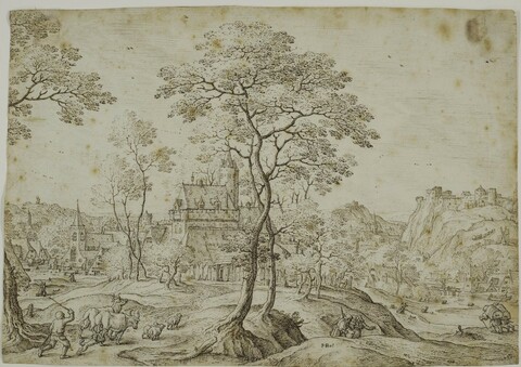 Рисунок «Пейзаж с замком и погонщиком стада». 1560–1561