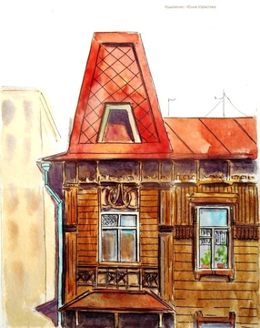 Радищева, 92. Старинный деревянный дом с интересной крышей