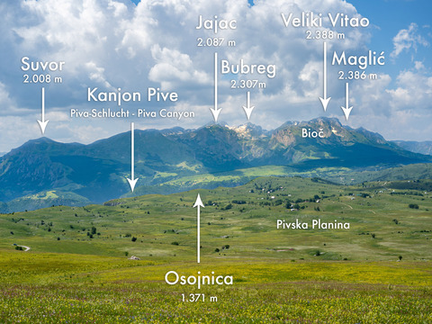 Aussicht Maglić und Pivska Planina