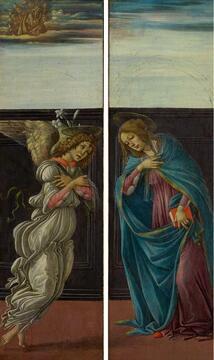 Sandro Botticelli . Virgin Mary Annunciation. Archangel Gabriel