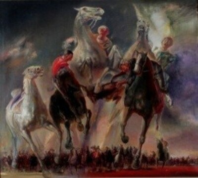 Ерболат Толепбай. Кокпар. 1985. Холст, масло. 160х180