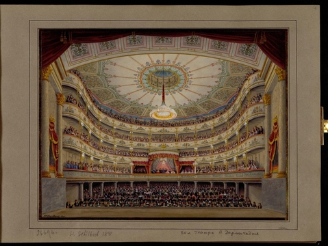 Дармштадт. Театральный зал с королевской семьей в ложе