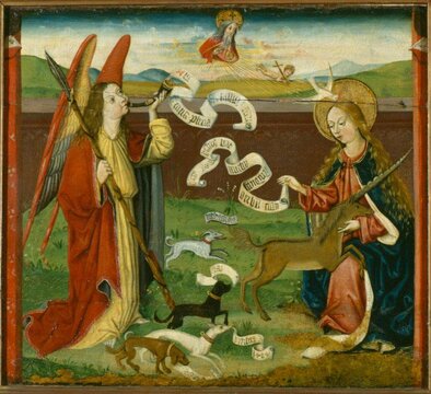 Круг Мартина Шонгауэра.  Благовещение (Мистическая охота на единорога). 1489