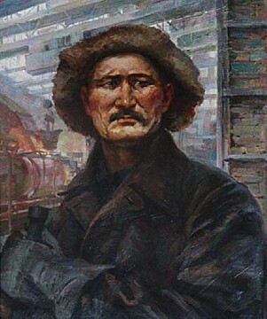 Николай Крутильников. Портрет мастера горячих кладок Д. Макаева. 1951. Холст, масло.