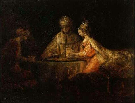 Rembrandt van Rijn. Artaxerxes, Haman and Esther