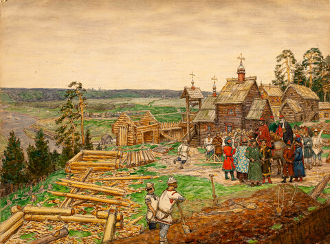 Постройка первых стен Кремля