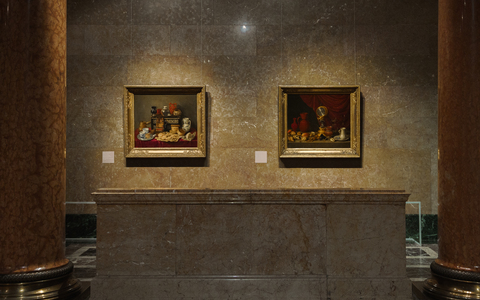 Антонио де Переда-и-Сальгадо. Натюрморт с поставцом. Натюрморт с часами. 1652