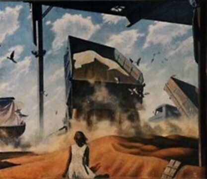 Камиль Муллашев. Хлебная страда. Земля и время. 1978. Картон, темпера. 102х86