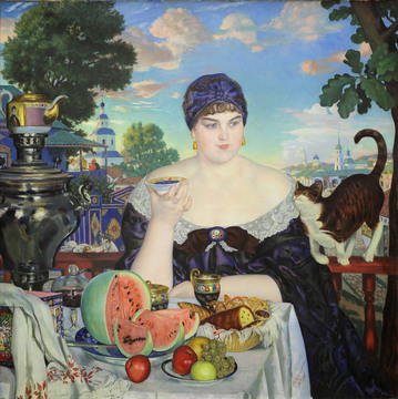 «Купчиха за чаем» Борис Кустодиев, 1918