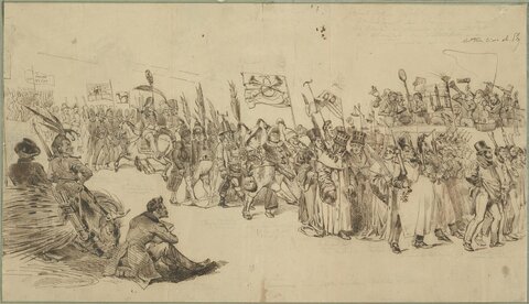 Зал 5. Гранвиль Жан Игнас Исидор. Большой смотр армии 'золотой середины', произведенный журналом 'La Caricature'