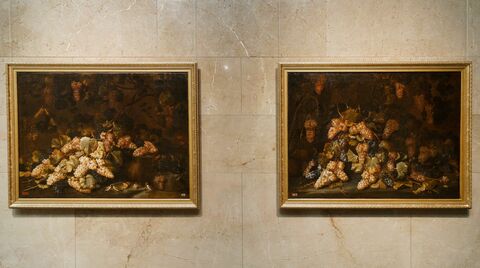 Антонио Джанлизи Старший. Натюрморт с виноградом и птичками. Натюрморт с виноградом (парные)